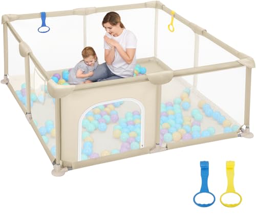 Dripex 124x124 cm Baby Laufstall, Laufgitter Baby, Kinderlaufgitter Großer...