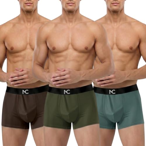 Image of Men's Microfiber Boxer Briefs for Men | Ultra Soft, Breathable, Moisture Wicking Stretch Trunks | Anti-Chafing Comfort | Elastic Waistband Pack of 3