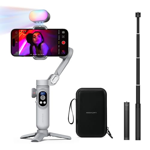Image of AOCHUAN 3-Axis Gimbal Stabilizer for Smartphone Smart XPro Grey Kit & B20 Storage Bag & E10 Extension Rod
