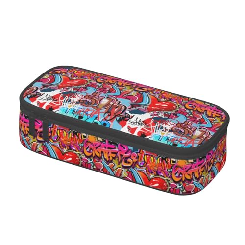 Image of Graffiti Wall, Hip Hop Art Large Pencil Case With Zipper Compartments Stationery Pencil Bag For Kids Teens Students School Supplies