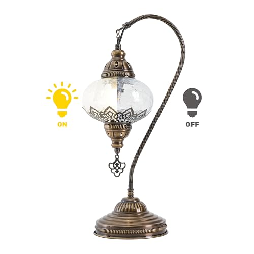 Mozaist Turkish Table Lamp, Swan Neck Mosaic, Moroccan Decorative Glass, Bohemian Vintage, Tiffany Style with US Plug and E12 Socket - Image 4