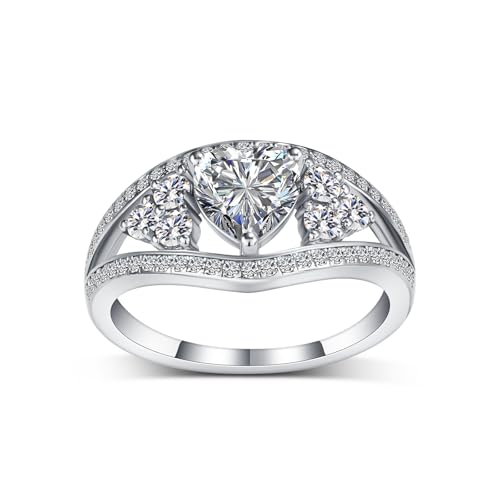 2.3 Carat(cttw) Heart-Cut Moissanite Engagement Rings for Women,10K 14K 18K Real Gold Wedding Bands,Bridal Rings with Free Engraving