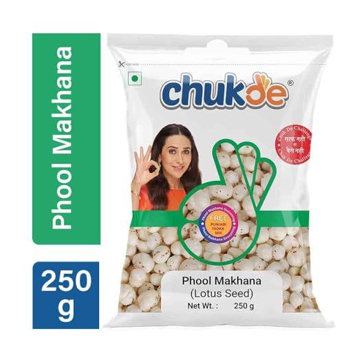 Image of Chukde - Phool Makhana 250 Gram With Panjabi Tadka Seasoning - Fox Nuts - Lotus Seeds - Low Calorie, Rich in Protein & Antioxidants - Snacks - Ideal for Sabzi, Kheer, Pilaf, and Curries. (Pack of 2)