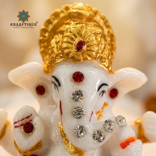Image of Multicolor Ganesh Idol for Car Dashboard Glossy Finish Lord Ganesha Murti Small Decorative Statue for Home Temple Office Desk Spiritual Decor Gift