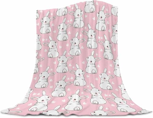 Image of Bunny Blanket 30 inchx40 inch - Cartoon Rabbit Flannel Fleece Throw Blanket Ultra Soft for Girls Boys Kids, Cozy Couch Blanket for Living Room Bedroom Nursery Decor