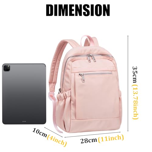 LOIDOU Mini Rucksack für Frauen Kleiner Rucksack Geldbörse Leichtgewicht Mädchen Casual Daypack Bookbag für College Schule Arbeit Reisen, Rosa(35cm)