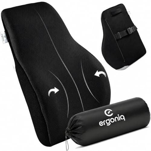 Image of Memory Foam Lumbar Back Support Cushion for Office Chair & Car Seat | Ergonomic Lower Back Pillow for Posture Support & Sitting Comfort | Breathable Cover | 1 Year Warranty (Black)