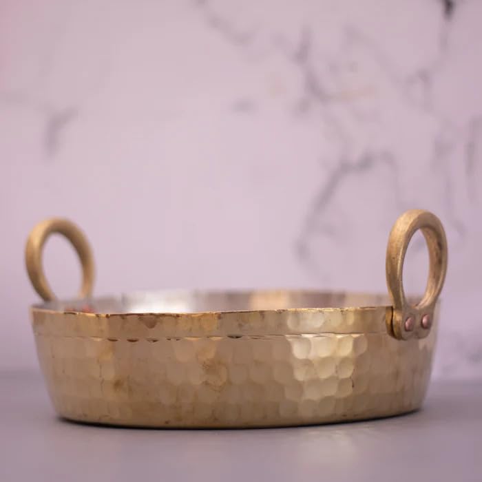 Zishta Handcrafted Brass Jalebi Pan β Traditional Kadai | Dual Handle | Tin Coating Inside | Perfect for Jalebi, Curries & Deep Frying | 2L | Hand Beaten Artisan Brass 3