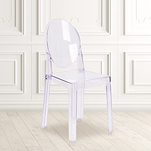 Flash Furniture Ghost Chair with Oval Back in Transparent Crystal