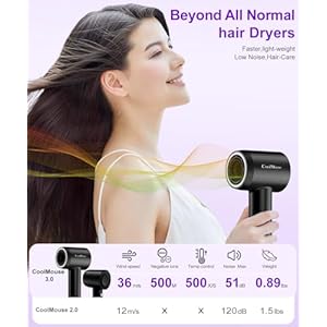 High-Speed Ionic Hair Dryer: 150000 RPM Brushless Motor 500 Millions Negative Ionic Care Blow Dryer for Fast Drying Low Noise Thermo-Control Hairdryer, Travel with Magnetic Diffuser & Nozzle High Speed Ionic Hair Dryer 150000 RPM Brushless Motor 500 Millions Negative Ionic Care Blow Dryer for Fast Drying Low Noise Thermo Control Hairdryer Travel with Magnetic Diffuser Nozzle