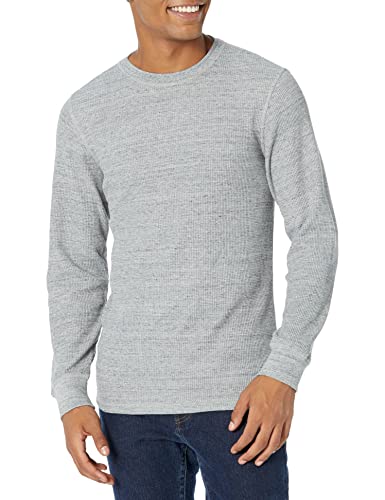 Amazon Essentials Men's Slim-Fit Long-Sleeve Waffle Shirt, Light Grey Heather, S