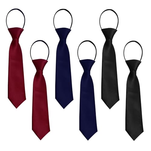 FUIPVGI 6 Stück Kinderkrawatte,3 Farben Krawatte,Elastische Krawatte,Vorgebunden Elastischer Gummizug,Schulkrawatte für Jungen und Mädchen Hochzeit Abschlussfeier Schuluniform Kinderauftritt(6 Stück)