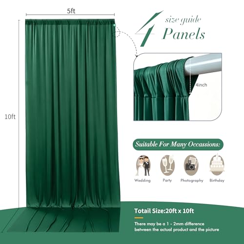 20 ft x 10 ft Wrinkle Free Hunter Green Backdrop Curtain for Parties, Polyester Dark Green Photo Backdrop Drapes 4 Panels 5x10ft for Baby Shower Wedding Birthday Party Photography Curtains by Outpain - Image 7
