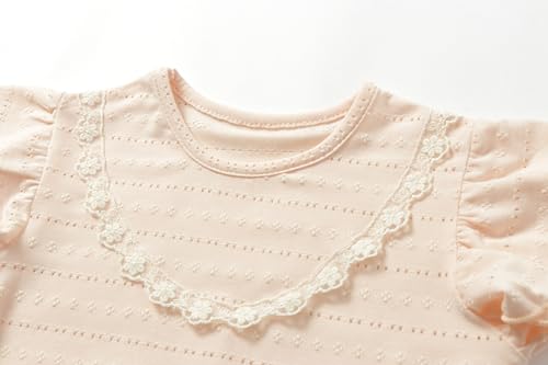 Mud Kingdom Girls T-Shirts Short Sleeve Lace Trim Crewneck T-Shirt Summer3