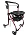 Produktbild FabaCare Indoor Rollator ActimoHome, schmal mit Tablett, Leichtgewicht Wohnungsrollator faltbar, Heimrollator, bis 100 kg, Himbeerrot