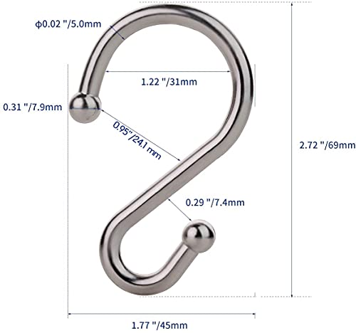 image for UNCONSIL 24PCS Metal Shower Curtain Hooks，Rust Resistant S Shaped Ho