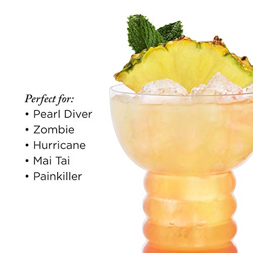 Viski Pacific Crystal Pearl Diver Glasses Set Of 2 - Premium Crystal Clear Glass, Stylish Tiki Cocktail Glasses, Cocktail Glass Gift Set - 12 Oz #TOP4