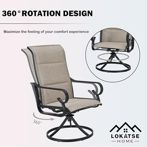 Image of LOKATSE Home High Back Textilene Outdoor Patio Swivel Chair Set of 2, 360 Mesh Rocker, for Backyard, Patio, Lawn, Garden
