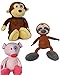ODG Peluche Divertenti Set Peluches 3 pezzi Simpatici, 3 Peluches Animali, Peluche Scimmia, Peluche Maialino, Peluche Bradipo,Pupazzo Morbido 50 cm