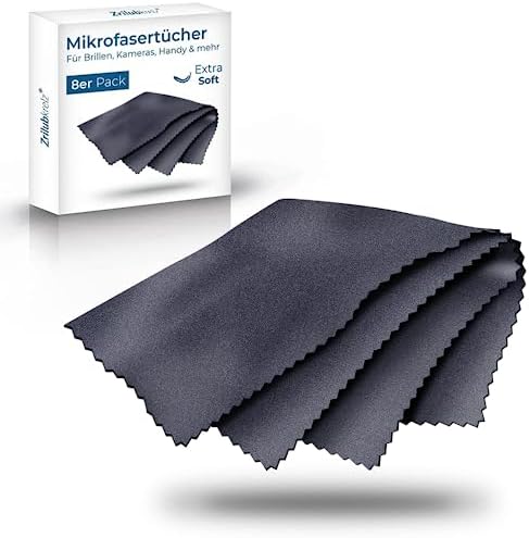 Zrilubkrelz® 8 Brillenputztücher in Optikerqualität - 20 x 20cm - aus Mikrofasertüchern - 8 Stück Brillen Putztuch