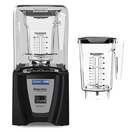 Blendtec Connoisseur 825 SpaceSaver - Commercial-Grade Blender - Wildside+ and FourSide Jar with Vented Gripper Lid - Black