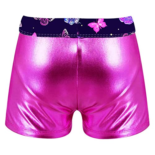Sxiwei Kids Girls Shiny Metallic Gymnastics Dance Bottoms Printed Gym Fitness Sports Booty Shorts2