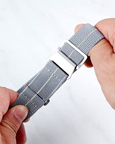 Image of BINLUN Elastic Nylon Watch Band 18mm 20mm 22mm Marine Nationale Fabric Military Parachute Replacement Watch Strap Men Women Silver & Black Buckle - Upgraded Hook-and-Loop Buckle