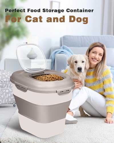 30Lbs-Dog-Food-Storage-Container-Collapsible-Dog-Food-Container-with-Airtight-Lids-Scoop-and-25L-Small-Pet-Food-Storage-Container-Dry-Food-For-Dog-Cat-and-Other-Pet-Food-Khaki - Cucciolini Doodles 30Lbs-Dog-Food-Storage-Container-Collapsible-Dog-Food-Container-with-Airtight-Lids-Scoop-and-25L-Small-Pet-Food-Storage-Container-Dry-Food-For-Dog-Cat-and-Other-Pet-Food-Khaki
