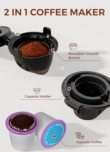 Image of COWSAR Commercial Single Serve Coffee Maker, K Cup Coffee Brewer for Capsule and Ground Coffee, Capsule Coffee Machine with 40 Oz Water Tank, Instant-Heat, 5 Brew Sizes Up To 14 Oz, Classic Black