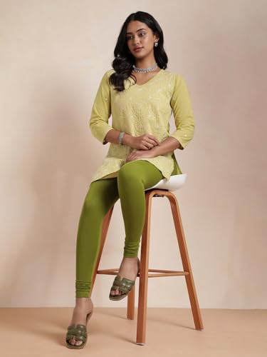 Image of TWIN BIRDS Tailored Cut and Classic Fit Super Stretchable Elastane Fabric Churidar Leggings for Women