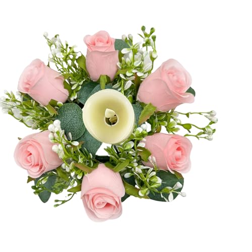 Anello per candela, corona di con rosa artificiale, oggetti decorativi per corone di fiori fatte a mano, portacandele per disegni primaverili/estivi, per matrimoni, proposte,