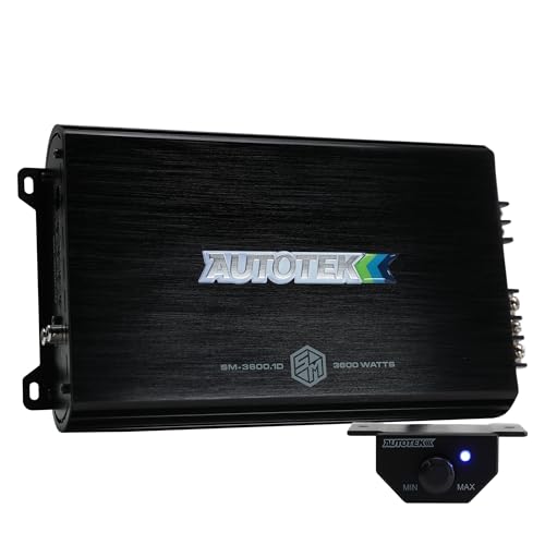 Autotek Street Machine 3600W Monoblock Car Audio Amplifier with Bass Knob & Equalizer to Optimize Frequencies for Subwoofers and Full-Range Speakers