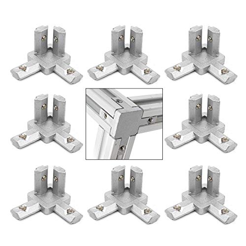 BLCCLOY 8Pcs 2020 Aluminum Extrusion T Slot Corner Bracket 20 Series Extruded Hardware 3 Way Tri Connector with Set Screw for 20/20 2040 T V Slot Aluminum Profile Frame Fitting