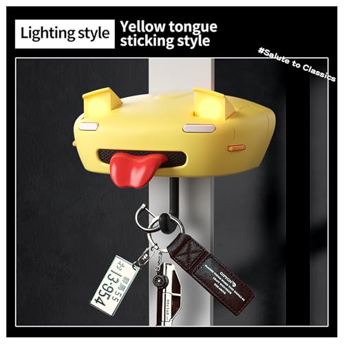 Image of Initial D AE86 & Mazd@ MX5 Miata Retro Car Wall Key Holder - LED Pop-Up Headlight, Auto-Off Light, Car Enthusiast Organizer for Home & Garage (MX5-Yellow【with Lights】)