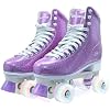 Roller Skate for Women, High-Top PU Leather Quad Skates for Beginner, Shiny Double-Row Rollerskates for Girls Ages 8-60 Outdoor and Indoor