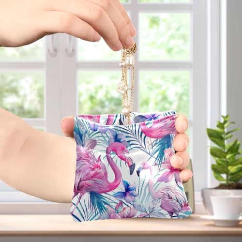 Watercolor Flamingos Coin Purse Leather Pouch Change Purse, Squeeze Coin Pouch for Cards, Keys & Lipsticks, Unisex4