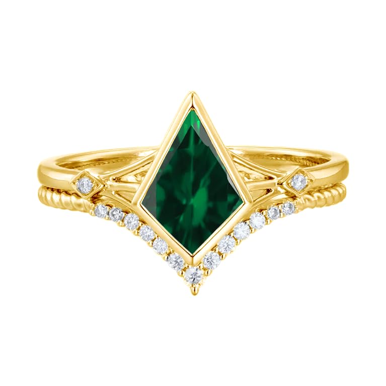 1-3 Carat Kite Cut Gemstone Ring Set for Women S925 Sterling Silver/10K/14K/18K Gold Handmade Ring Set for Women Wedding Ring Set Personalized Jewelry Gift for Women’s Day Her2