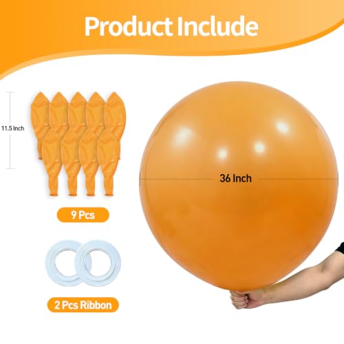 Image of KALOR Orange Giant 36 Inch 9pcs Large Latex Balloons