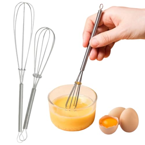 AEUXZA Lot de 2 Mini Fouets de Cuisine en Acier Inoxydable, Petit Fouet Manuel pour Sauces, Œufs, Café, Lait, Mélangeur à Main Compact, Ustensile de...