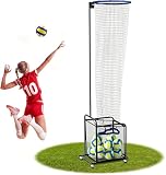 Volleyball-Setter-Trainernetz, 1,7-3,3m Höhe Einstellbare Volleyball Trainingsnetz, Abnehmbar Volleyball-Trainingsgeräte mit 0-90° Winkel und 4 Rollen, Auffangtasche für Indoor- und Outdoor-Training
