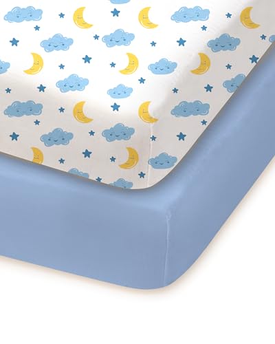 Image of Pack and Play Sheets Fitted 2 Pack, 38x26 Graco Pack n Play Sheets for Playard & Travel Crib Mattress, Ultra Soft Jersey Knit, Breathable Stretchy Deep Pocket, Compatible with Mini Cribs
