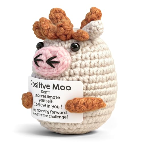 iewrtcin Pocket Hug Vache porte-bonheur Cadeau Moo Moo Moo Doudou | Doudou au crochet fait à la main, cadeau encourageant, vache porte-bonheur, cadeau positif, crochet moo, cadeau porte-bonheur