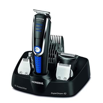 Aparador de Pelos Super Groom 10, Mondial, Preto/Azul, 6W, Bivolt - BG-03