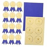 ASAKKURA 36セット 卒業証書用メダルステッカー 金色五角星 青色リボン紙製シール 防摩耗素材使用 モチベーション向上の表彰シール