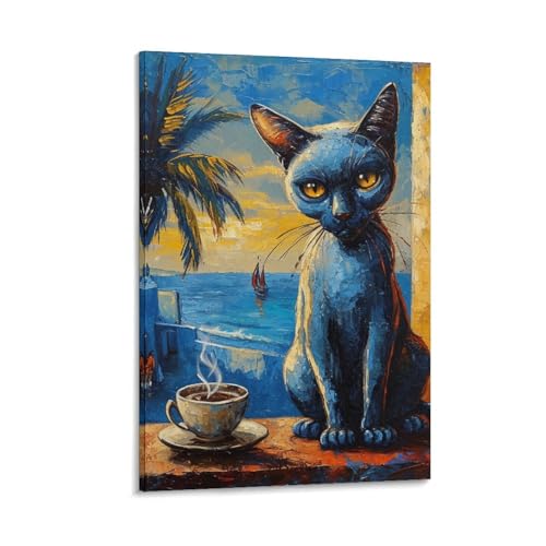 Peinture sur toile chat mignon affiche décoration murale chambre bébé 30x45cm