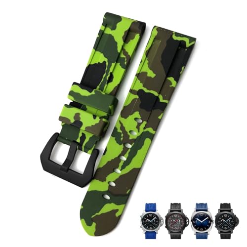 Bracelet montre caoutchouc 24mm vert camouflage pour Panerai Submersible
