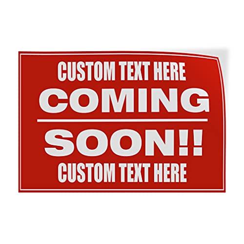 Custom Decal Stickers Multiple Sizes Coming Soon Red Business D Industrial Vinyl Safety Sign Label Coming Soon Personalized Text Here 20x14Inches