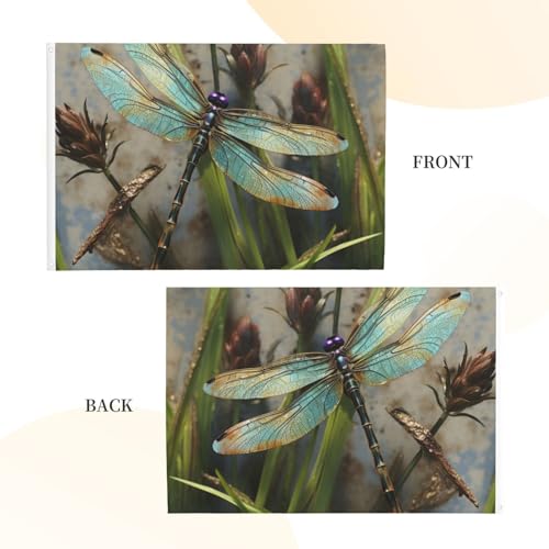 Drapeau libellule 1,2x1,8m double face avec oeillets pour jardin