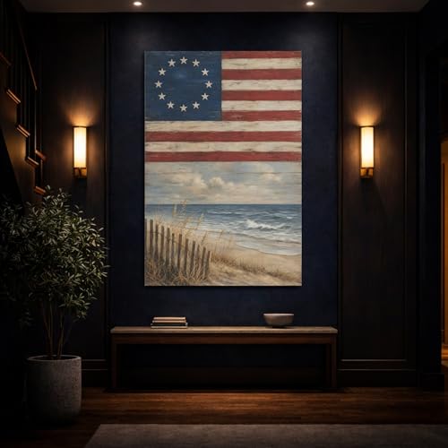 Tableau drapeau vintage vertical 30x45cm habillage mur vide console