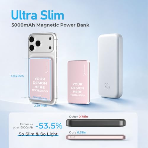 Portable Charger Custom, 5000mAh Magnetic Wireless Charger with USB-C Cable — view 6